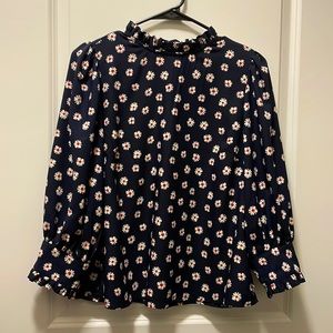 Scoop Red/White Flowers Blouse
